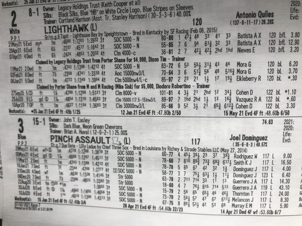 Picture of a racing form