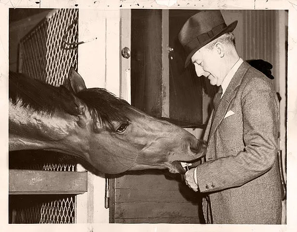 Picture of Seabiscuit with his owner Charles Howard.