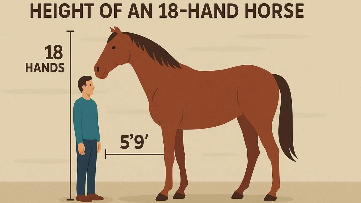 Diagram of a 18 hand horse and 5'9" man.