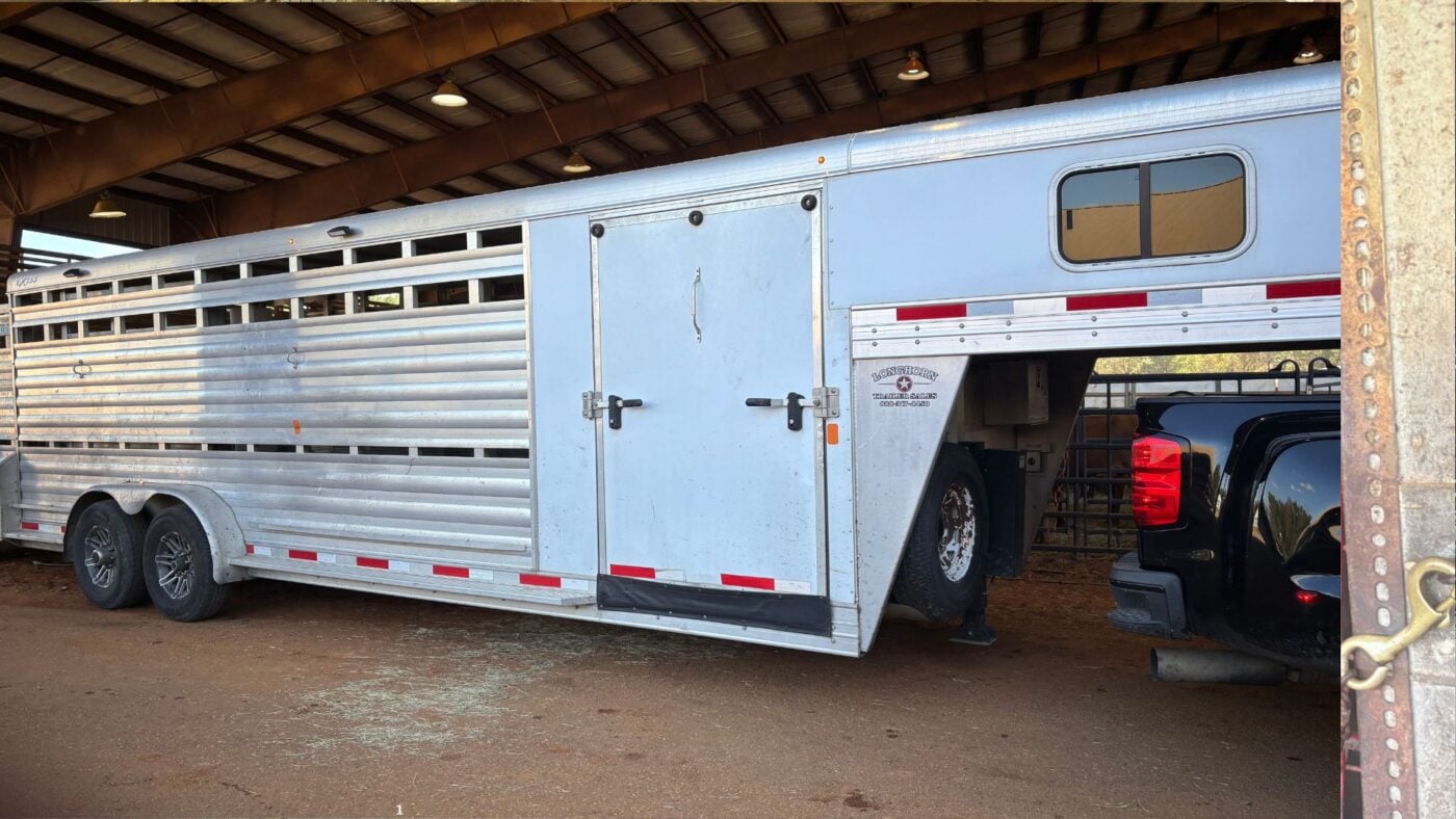 Aluminum gooseneck horse trailer.