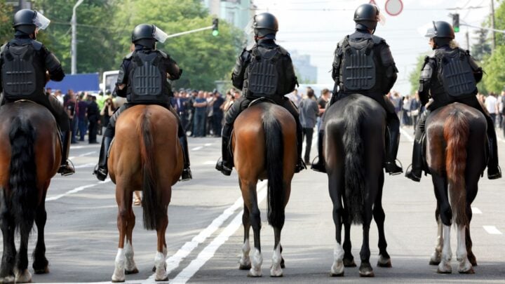 Picture of police on horseback.