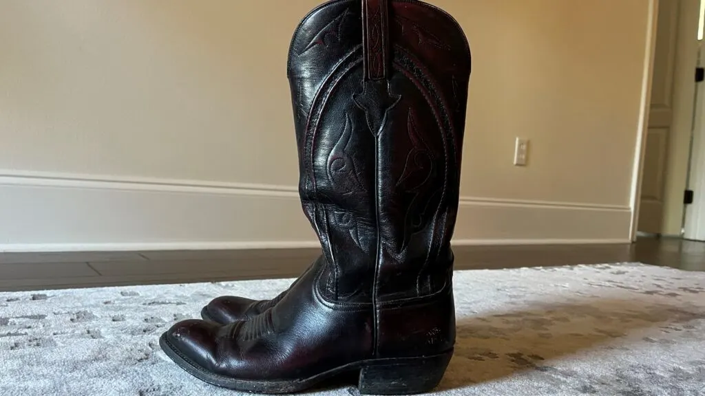 Picture of my Lucchese cowboy boots I wear with slacks or a suit. 