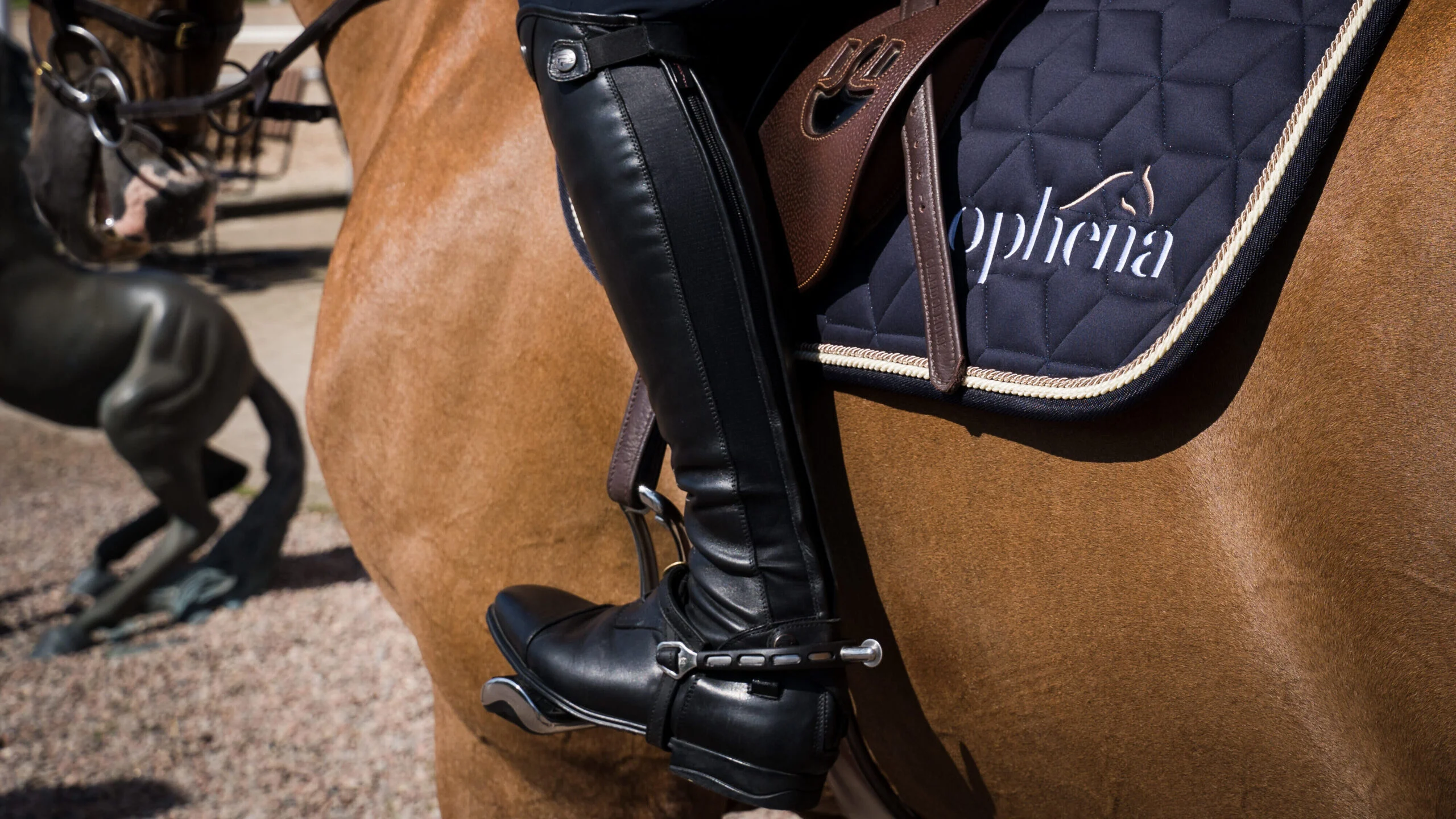 Essential Horse Riding Gear: Beyond the Helmet Close-up of tall leather riding boots with spur rests for dressage.
