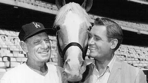 Mister Ed and Alan Young at Dodgers' Stadium.