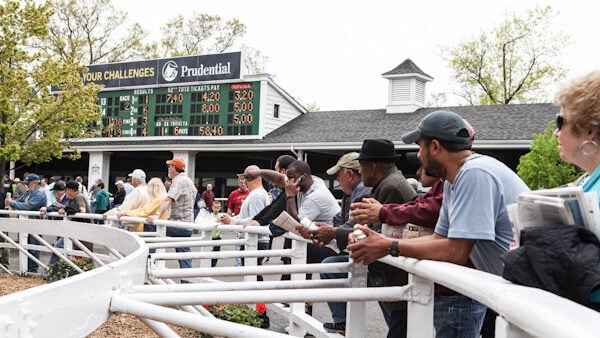 Visitors at Monmouth Park's Opening Day on May 11, 2013, after six months of closure following Hurricane Sandy &mdash; the New Jersey Shore track hosts the Grade 1 Haskell Stakes each July