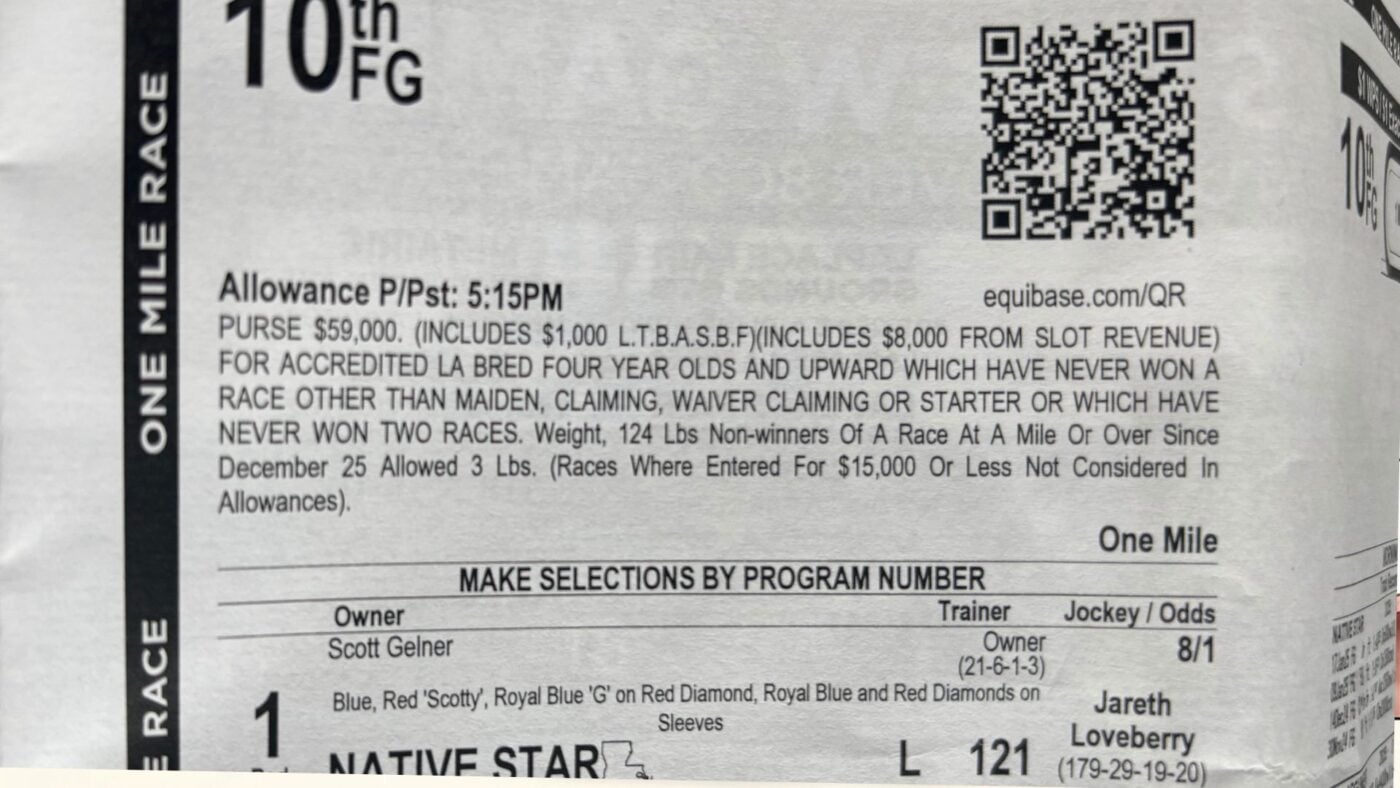orse racing condition book showing allowance race eligibility conditions including starter designations